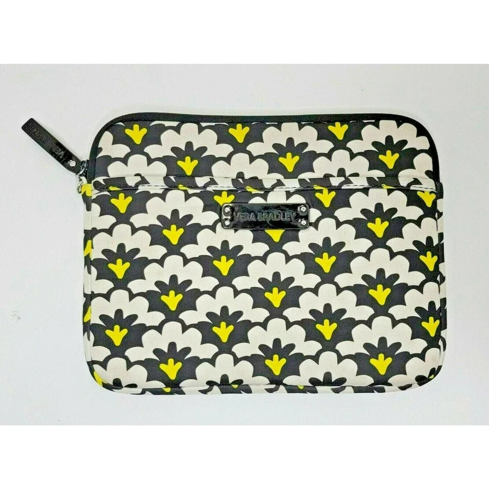 Vera Bradley Fanfare Fans Yellow Black Neoprene Tablet eReader Sleeve Retired